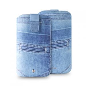 PURO Jeans Case - Etui uniwersalne do smartfonów rozmiar L (niebieski)