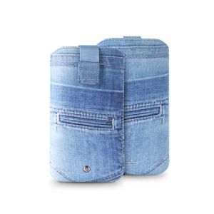 PURO Jeans Case - Etui uniwersalne do smartfonów rozmiar M (niebieski)