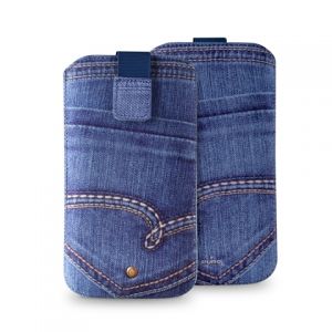 PURO Jeans Case - Etui uniwersalne do smartfonów rozmiar L (granatowy)