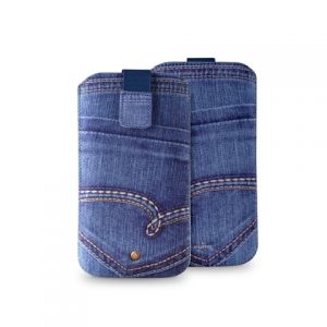 PURO Jeans Case - Etui uniwersalne do smartfonów rozmiar M (granatowy)
