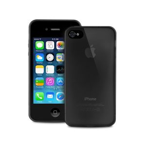 PURO Ultra Slim \0.3\ Cover - Zestaw etui + folia na ekran iPhone 4/4S (czarny przezroczysty)