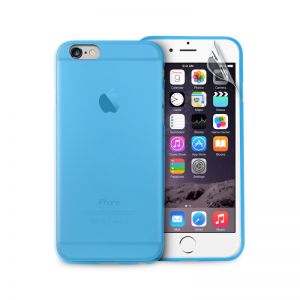 PURO Ultra Slim \0.3\ Cover - Zestaw etui + folia na ekran iPhone 6/6s (niebieski)