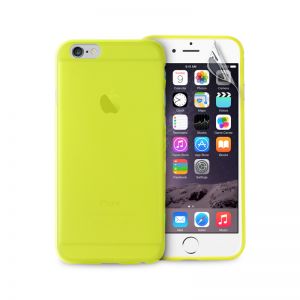PURO Ultra Slim \0.3\ Cover - Zestaw etui + folia na ekran iPhone 6/6s (limonkowy)