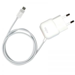 PURO Mini Travel Charger - Przenośna ładowarka sieciowa z kablem Micro USB (biały)
