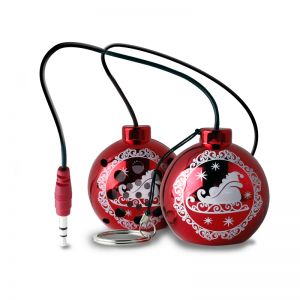 PURO Christmas Ball - Przenośny głośnik (czerwony, Xmas sock pack)