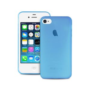 PURO Ultra Slim \0.3\ Cover - Zestaw etui + folia na ekran iPhone 4/4S (niebieski)