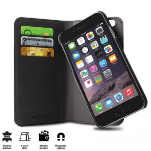 PURO Portfolio Case- Etui skórzane 2w1 iPhone 6/6s (czarny)