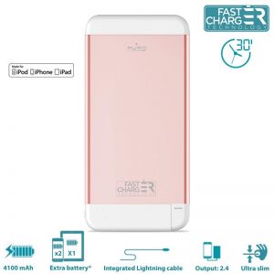 PURO Fast Charger Ultra Slim Power Bank MFi - Power Bank Aluminum z lightning 4100mAh, 2.4A (Rose Go